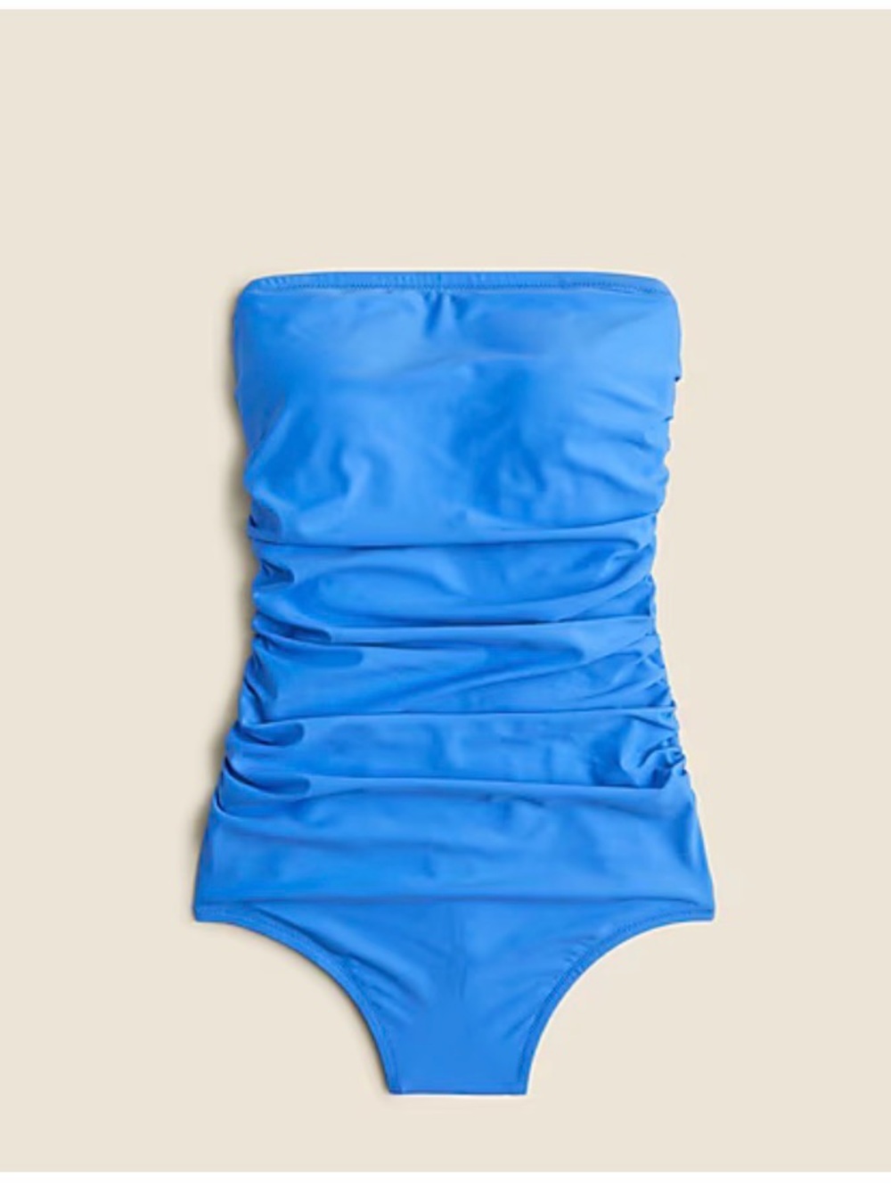 J Crew Bandeau Blue Strapless Ruched One-Piece Swimsuit